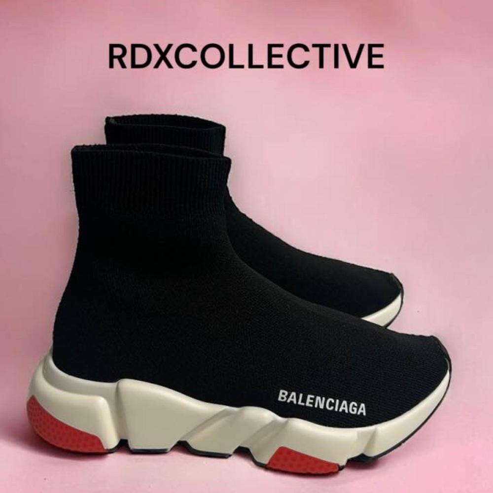 Balenciaga Speed Trainers Black Res White Sneaker Women Size 5 Runner Platform